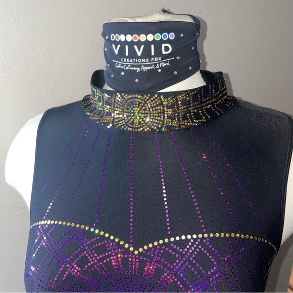 Spangle embellished mock neck leotard. - Picture 6 of 9